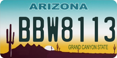 AZ license plate BBW8113