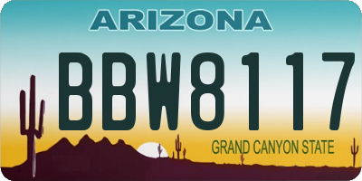 AZ license plate BBW8117