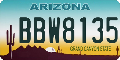AZ license plate BBW8135
