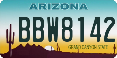 AZ license plate BBW8142