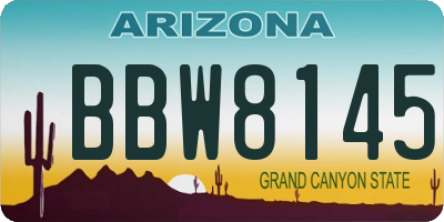 AZ license plate BBW8145