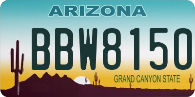 AZ license plate BBW8150