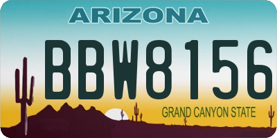 AZ license plate BBW8156