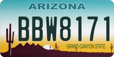 AZ license plate BBW8171