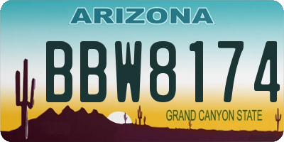 AZ license plate BBW8174