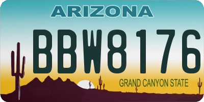 AZ license plate BBW8176