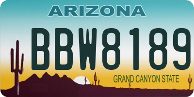 AZ license plate BBW8189