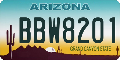 AZ license plate BBW8201