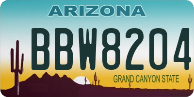 AZ license plate BBW8204