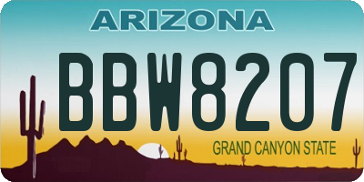 AZ license plate BBW8207