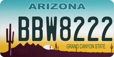 AZ license plate BBW8222