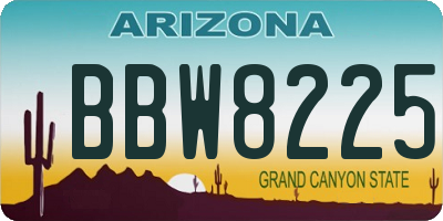 AZ license plate BBW8225