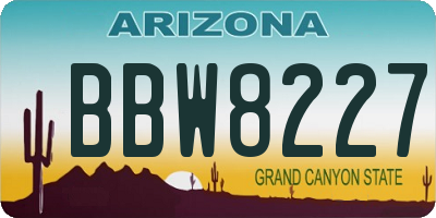 AZ license plate BBW8227