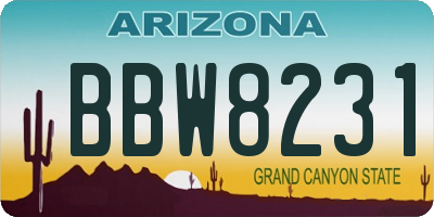 AZ license plate BBW8231