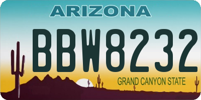 AZ license plate BBW8232
