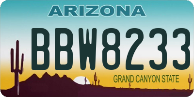 AZ license plate BBW8233