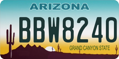 AZ license plate BBW8240
