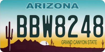 AZ license plate BBW8248