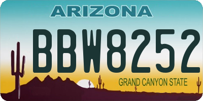 AZ license plate BBW8252