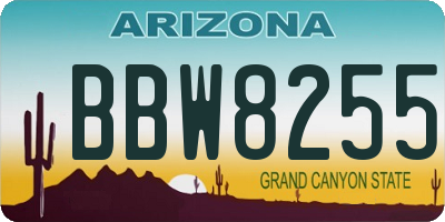 AZ license plate BBW8255