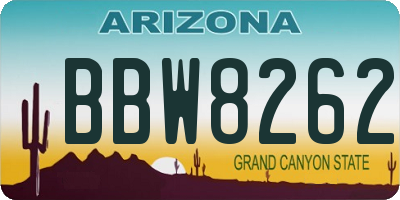 AZ license plate BBW8262