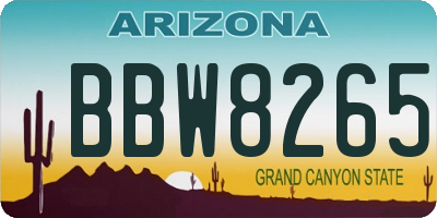 AZ license plate BBW8265