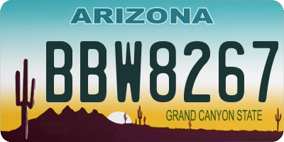 AZ license plate BBW8267