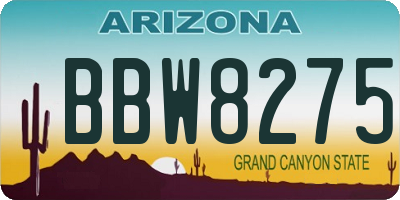 AZ license plate BBW8275