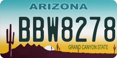 AZ license plate BBW8278