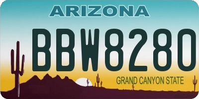 AZ license plate BBW8280