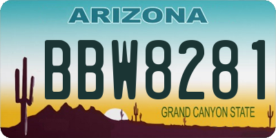 AZ license plate BBW8281