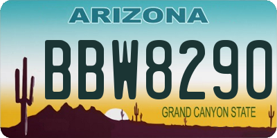 AZ license plate BBW8290