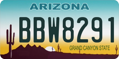 AZ license plate BBW8291