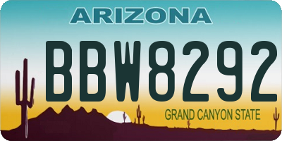 AZ license plate BBW8292