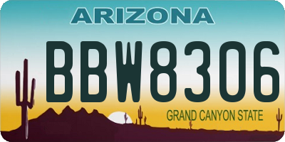 AZ license plate BBW8306