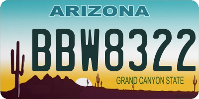 AZ license plate BBW8322