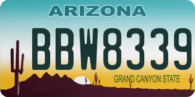 AZ license plate BBW8339