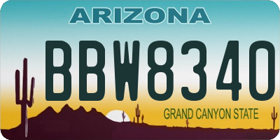 AZ license plate BBW8340