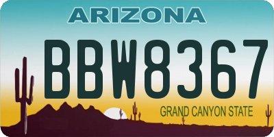 AZ license plate BBW8367