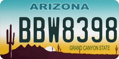 AZ license plate BBW8398