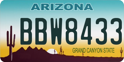 AZ license plate BBW8433