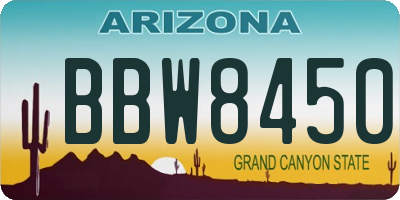 AZ license plate BBW8450