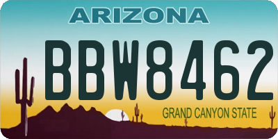 AZ license plate BBW8462