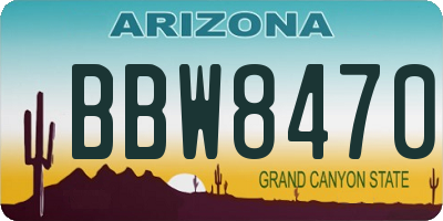 AZ license plate BBW8470