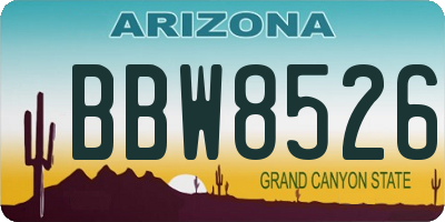 AZ license plate BBW8526