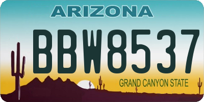 AZ license plate BBW8537