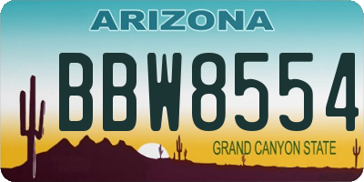 AZ license plate BBW8554