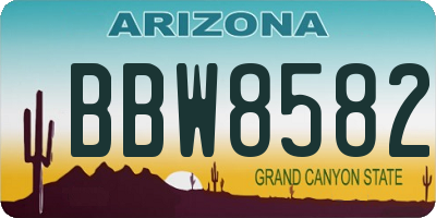 AZ license plate BBW8582