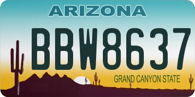 AZ license plate BBW8637