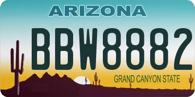 AZ license plate BBW8882